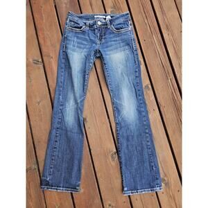 Stetson 818 HOLLYWOOD Boot Size 6 Jeans Distressed RHINESTONES Stretch LOW